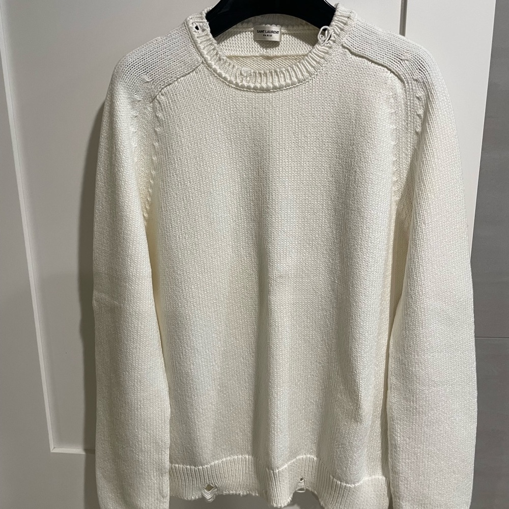 YSL distressed sweater.  Size XL.  Color White.